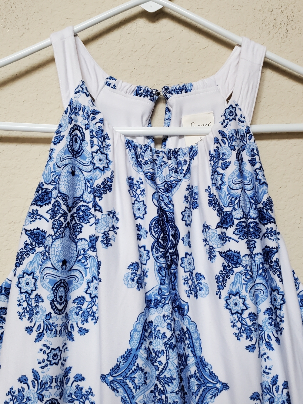 Soma White and Blue Halter Dress.  Size Small - Picture 2 of 6